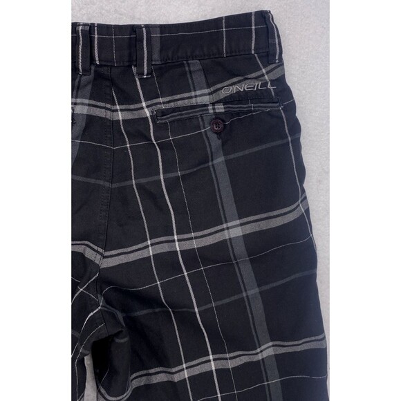 O’Neill Men’s Plaid Shorts Size 32 Black Gray Casual Surf Skate 32x 21 Out seam - Picture 3 of 6